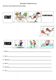 English Worksheet: Present continuous board game 