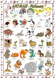 English Worksheet: ANIMALS - PICTIONARY