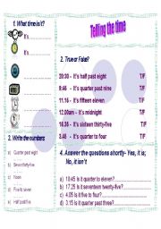 English Worksheet: Telling Time