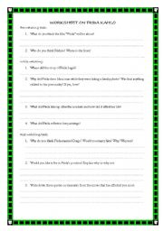 English Worksheet: Worksheet on the movie 