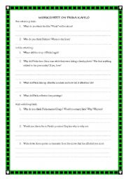 English worksheet: Worksheet on the movie 