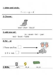 English worksheet: listen,choose,complete