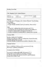 English Worksheet: Sleeping Is Lifes Greatest Pleasure(Reading Lesson Plan)