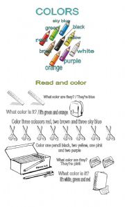 English Worksheet: Read and color