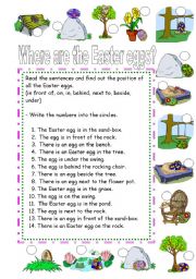 English Worksheet: Where are the Easter eggs?    -   1/2