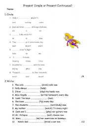 English Worksheet: Present Simple or Present Continuous?