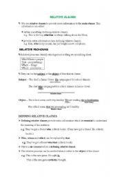 English Worksheet: Relative clauses part 1