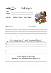 English Worksheet: Book Report 