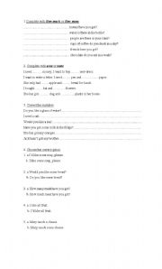 English worksheet: How much- how many-some-a/an