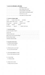 English Worksheet: How much- how many-some-a/an