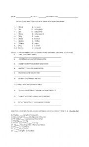 English worksheet: test on present form of the verb