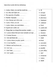 English worksheet: vocabulary matching