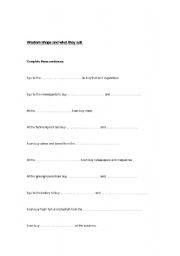 English Worksheet: Western shops and what they sell