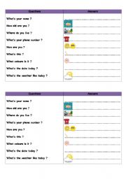 English Worksheet: Questions and answers 1st level