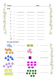 English Worksheet: Number & Color