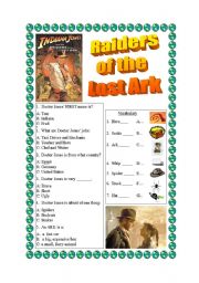 English worksheet: Raiders of the Lost Arc Worksheet