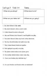 English Worksheet: Lets go   Do/Does