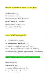 English worksheet: Phrasal verbs in and out