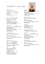 English Worksheet: Lady Gaga- Paparazzi