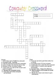 English worksheet: Computer Crossword