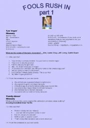English worksheet: Teachers resource for the movie FOOLS RUSH IN Part 1
