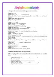 English Worksheet: Keeping the conversation going