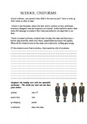 English Worksheet: SCHOOL UNIFORMS