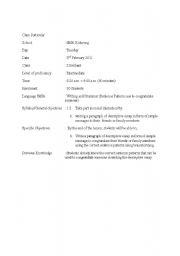 English worksheet: lesson plan writing + grammar