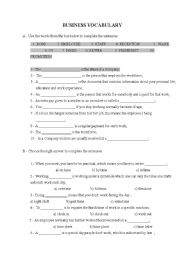 English Worksheet: business vocabulary