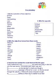 English worksheet: vocabulary