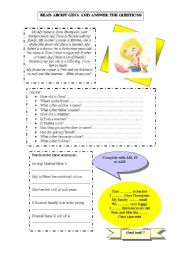 English Worksheet: My name is Gina