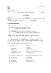 English worksheet: Diagnostic test