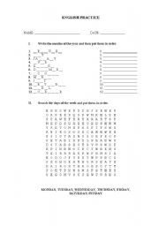 English Worksheet: DAYS AND MONTHS