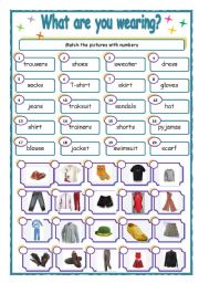 English Worksheet: What are you wearing?