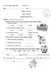 English worksheet: Grade 1 Listening Text