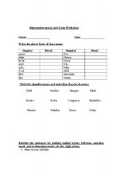 English worksheet: Nouns and punctuation worksheet