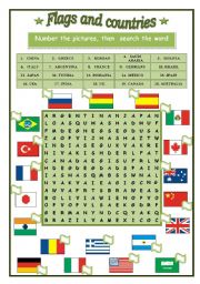 English Worksheet: Flag and countries