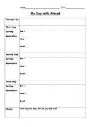 English Worksheet: My Day with Ahmed Planner