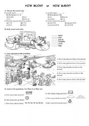 English Worksheet: how much or how many