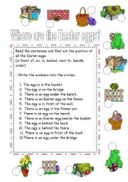 English Worksheet: Where are the Easter eggs?  - 2/2