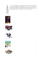 English Worksheet: cartoon characters