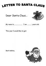 English Worksheet: Letter to Santa Claus