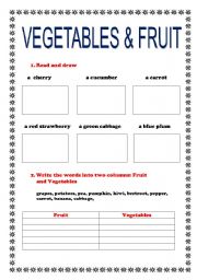 English worksheet: Vegetables & Fruit