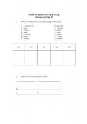 English Worksheet: Grammar and pronunciation