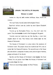 English Worksheet: Learn about London and the prepositions
