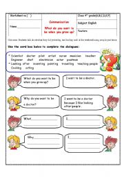 English Worksheet: what do you want to be