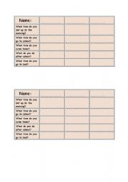 English worksheet: daily activities