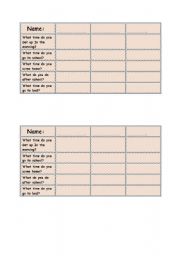English Worksheet: daily activities