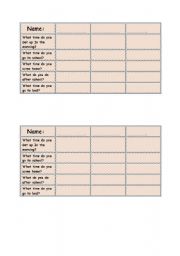 English Worksheet: daily activities