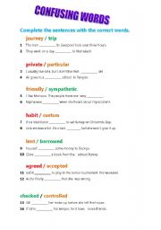 English Worksheet: confusing words